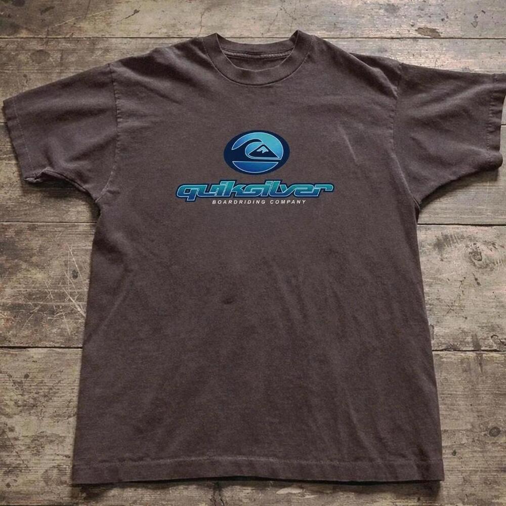 Quiksilver Brown Surf Tee With Blue Logo